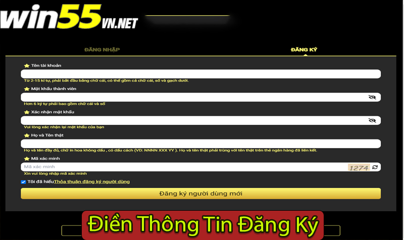 Điền Thông Tin Đăng Ký